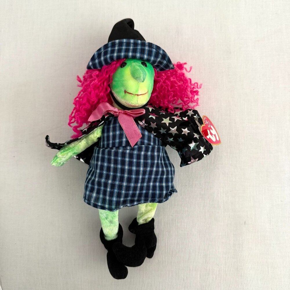Ty Beanie Baby Scary Witch 11in Green Face Halloween Plush Collectible 2001 New